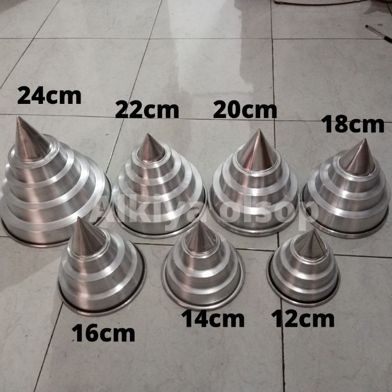 Cetakan tumpeng susun cetakan tumpeng berbagai ukuran bahan aluminium Ukuran bervariasi lengkap