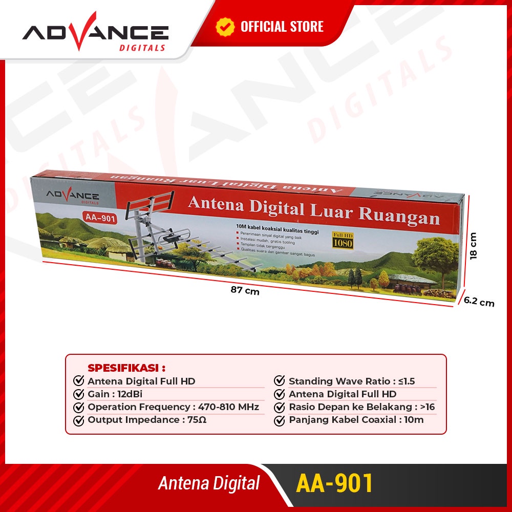 【Garansi 1 Tahun】Advance AA-901 Antena Outdoor UHF Analog Digitals Supprot STB TV Anti Karat Waterproof