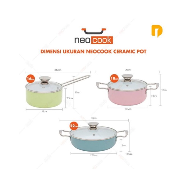 Neo Cook Ceramik Pot Induction 3pcs