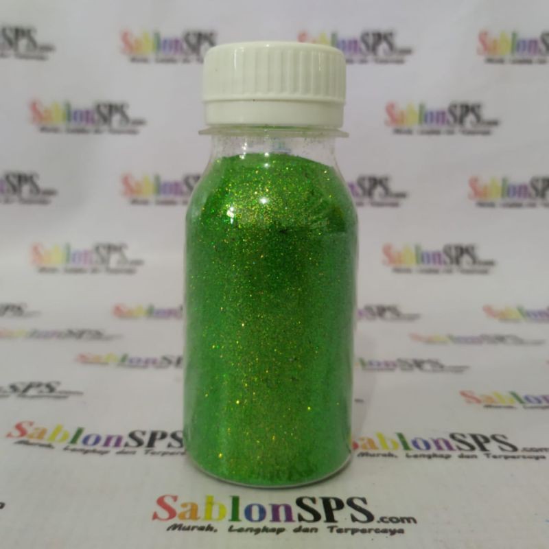 BUBUK GLITER LIGHT GREEN RAINBOW GLITTER POWDER 50gr BOTOL