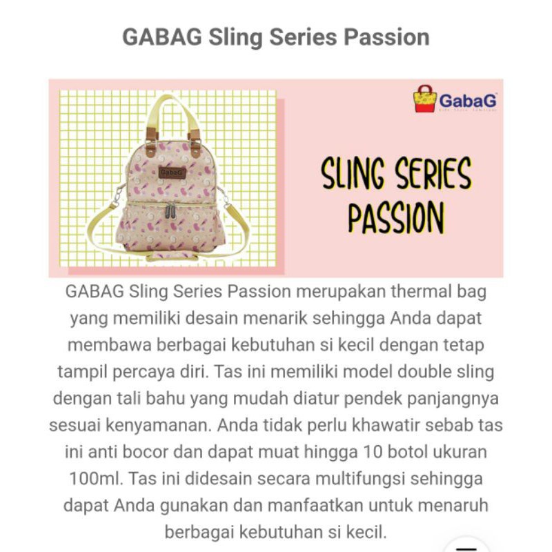 PMS260 GABAG COOLER BAG / TAS SIMPAN ASI COOLER BAG PASSION