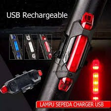 LAMPU BELAKANG SEPEDA Lampu Belakang Sepeda LED USB Rechargeable Anti Air Lampu Sepeda USB+Kabel