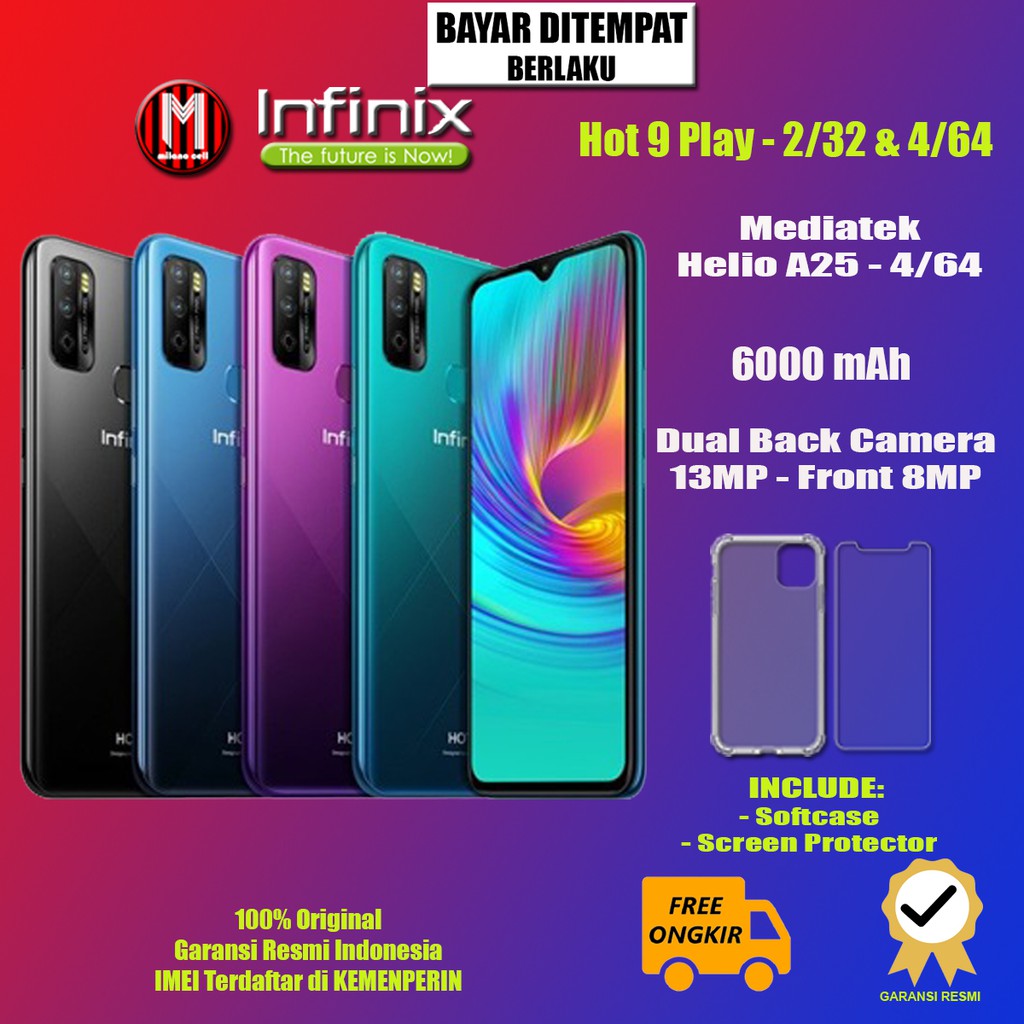 Infinix Hot 9 Play - 2GB+32GB & 4GB+64GB - READY STOK