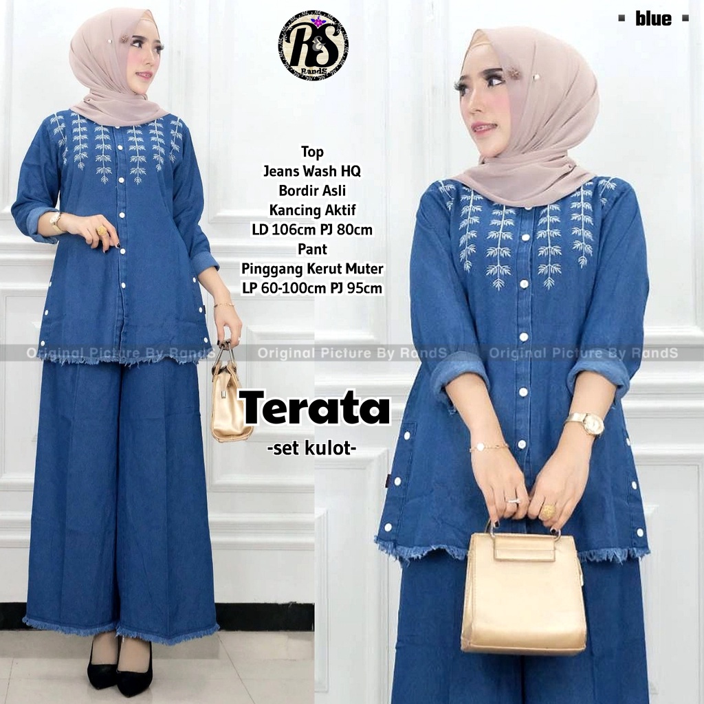 terata stelan setelan set 1set setcel atasan blouse bluse blus pants pant kulot jeans jean jins polo