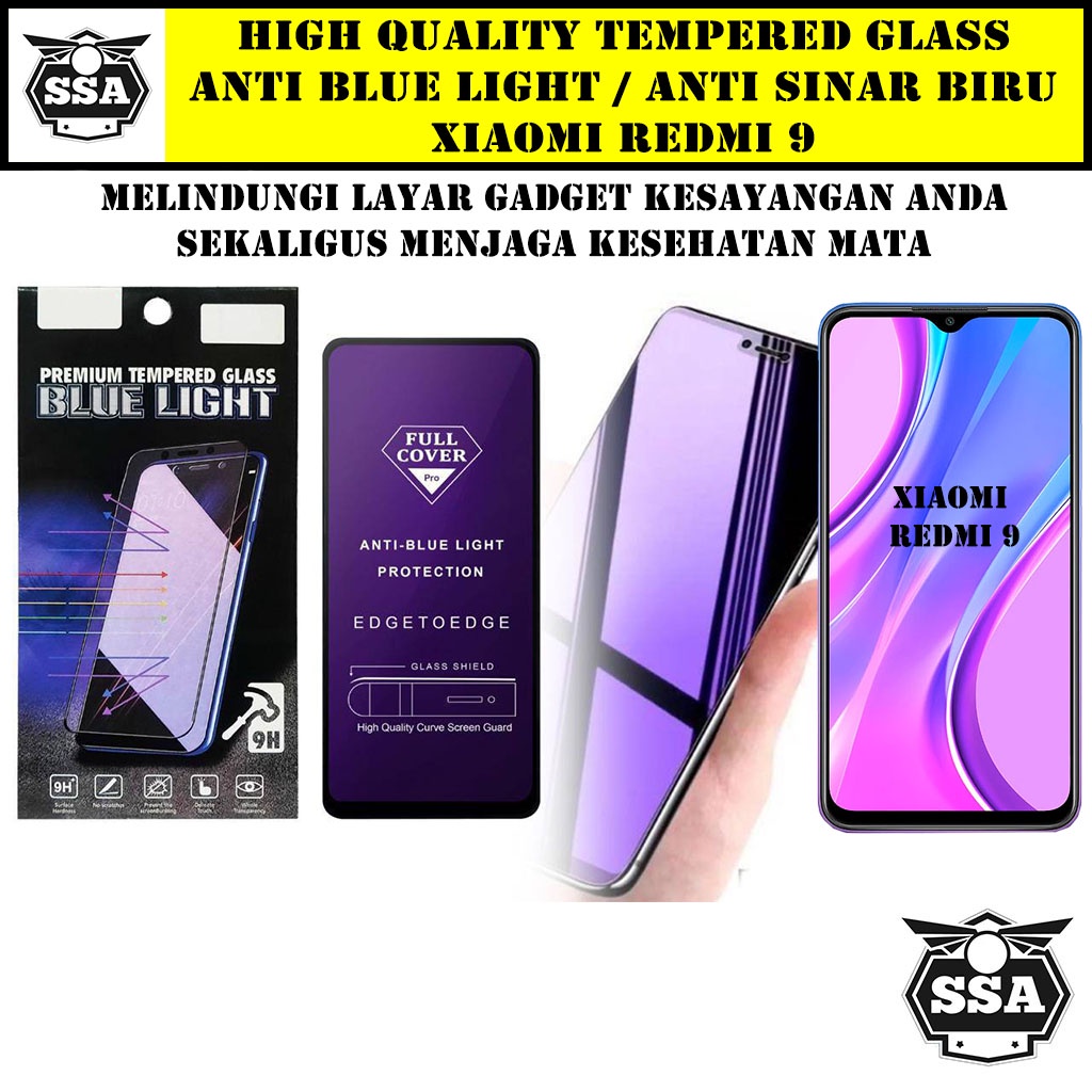 Tempered Glass Xiaomi Redmi 9 Anti Blue Light Anti Sinar Biru Ori Original Hp Pelindung Layar Temper Anti Lecet Gores TG Murah Berkualitas