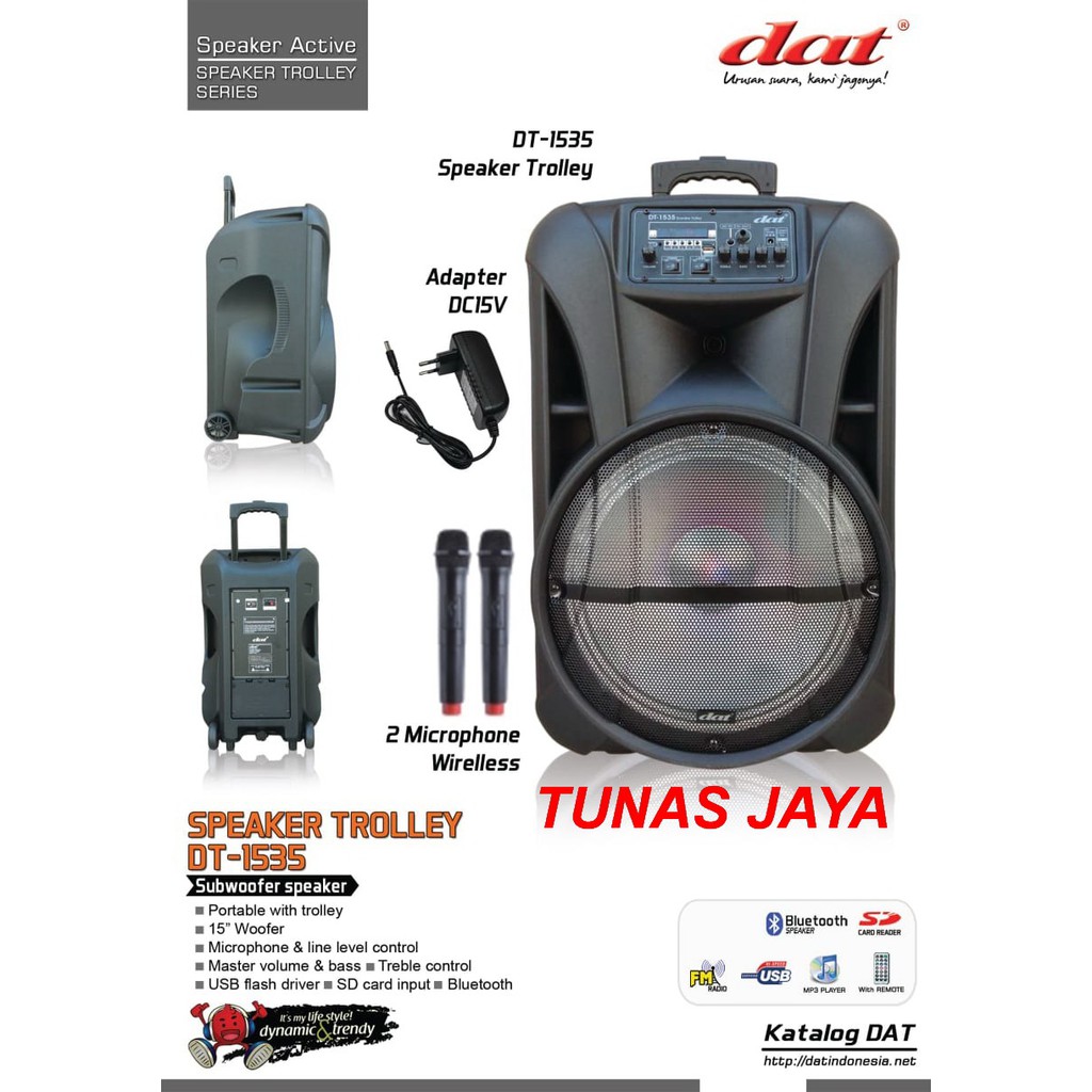 DAT DT 1535 SPEAKER AKTIF 15 INCH TROLLEY PORTABLE