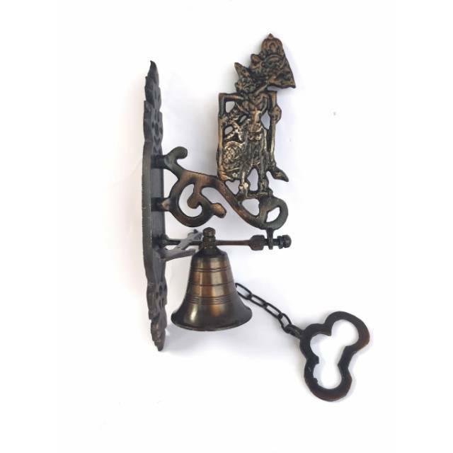 BEL PINTU WAYANG KRESNA BAHAN KUNINGAN 24 x 9 x 12 cm - PAJANGAN DEKORASI RUMAH MURAH SOUVENIR JOGJA