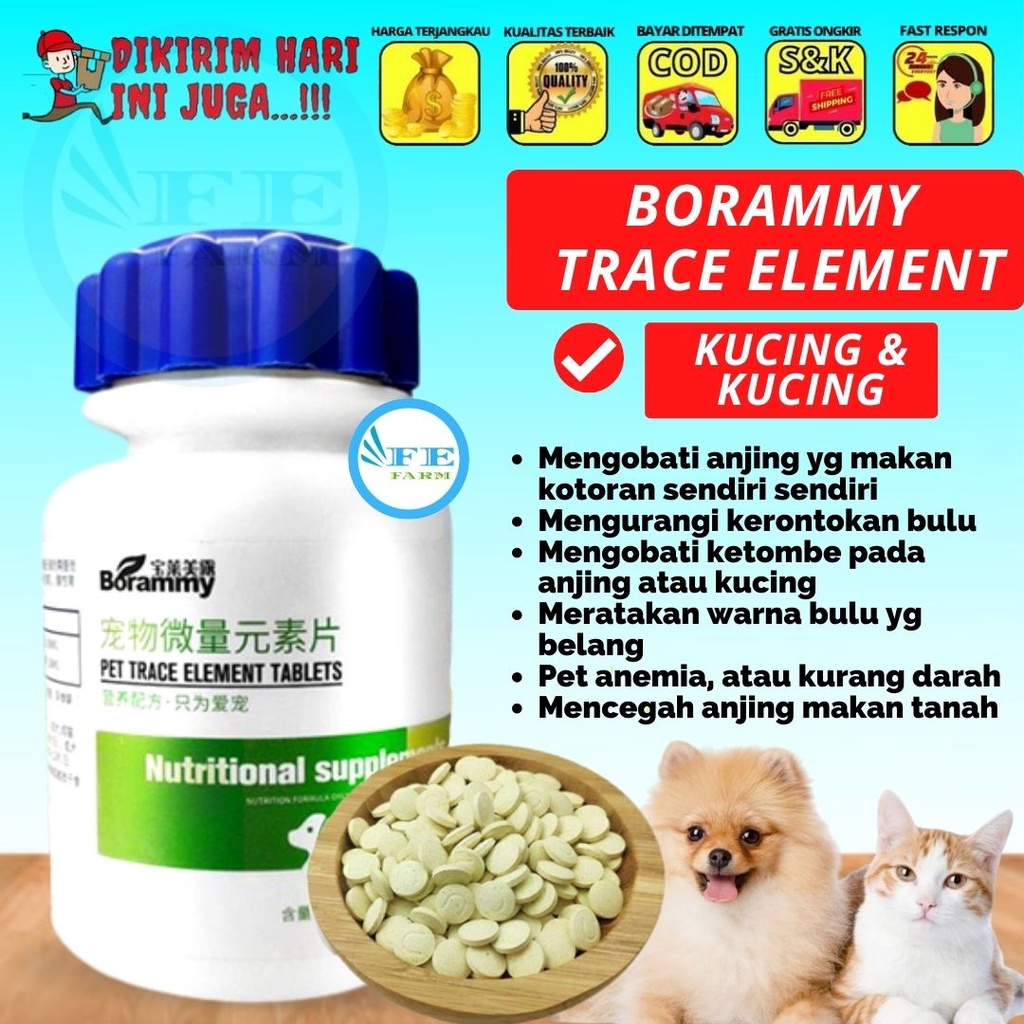 BORAMMY TRACE ELEMENT VITAMIN KUCING DAN ANJING HEWAN PELIHARAAN FEFARM