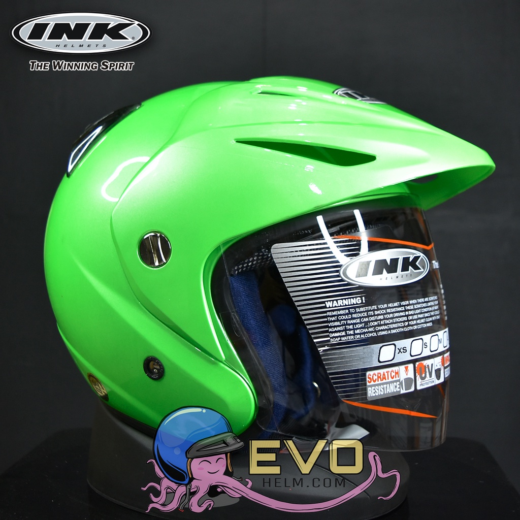 HELM INK CX 22 SOLID ORIGINAL WARNA LENGKAP - HELM HALF FACE INK TOPI CLASSIC INK CX22 - ONGKIR TERMURAH 2KG-GREEN MANGO