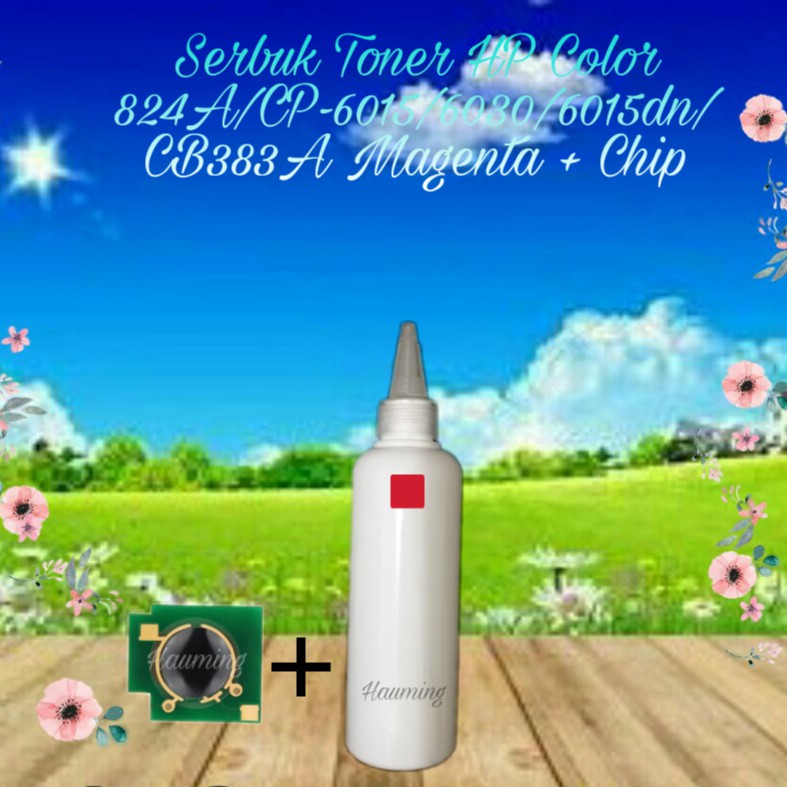 Serbuk Toner Color HP 824A CP6015 CP6030 CP6040 CP6015N CP-6015 6030 6040 CB383A Magenta + Chip