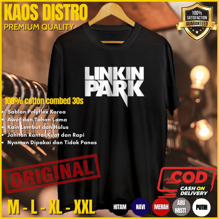 Kaos Band Linkin Park Baju Distro Pria Branded Original Tshirt Cowok Cewek Keren Kekinian Linkin Park Fnt