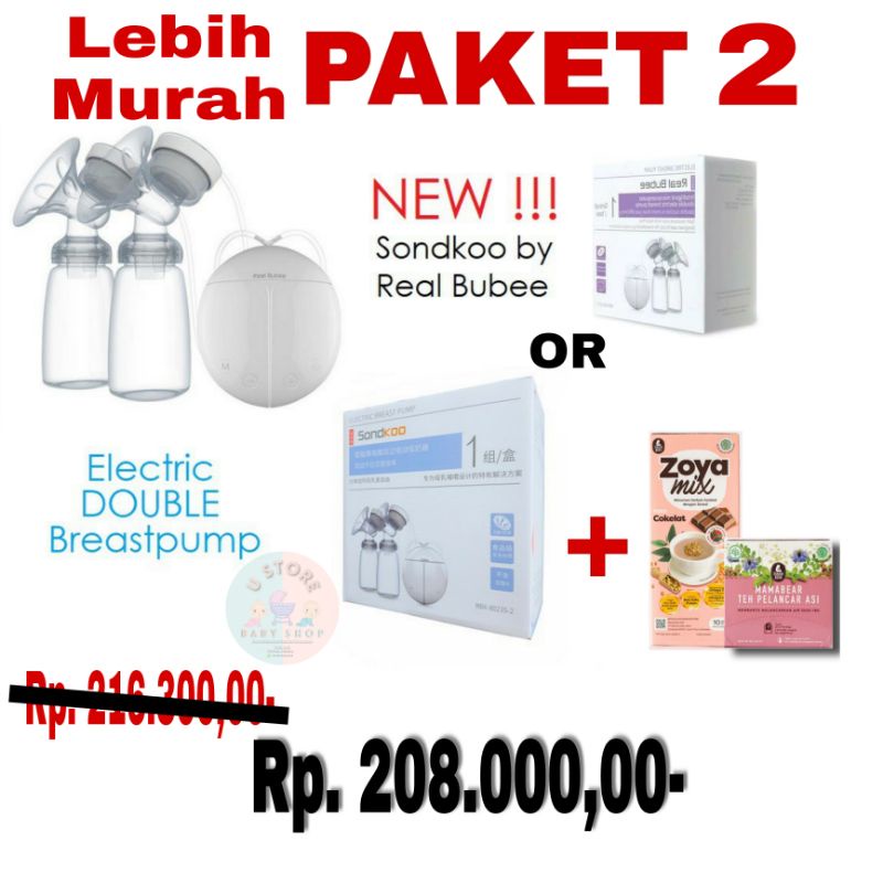 [ PAKET HEMAT ] Pompa Asi Electric Real Babee + Pelancar Asi Zoya Mix + Teh Pelancar Asi Mama Bear