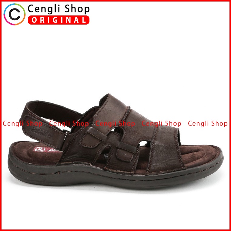 SANDAL CASUAL JIM JOKER PRIA ORIGINAL SLINGBACK KULIT COKLAT JJ04