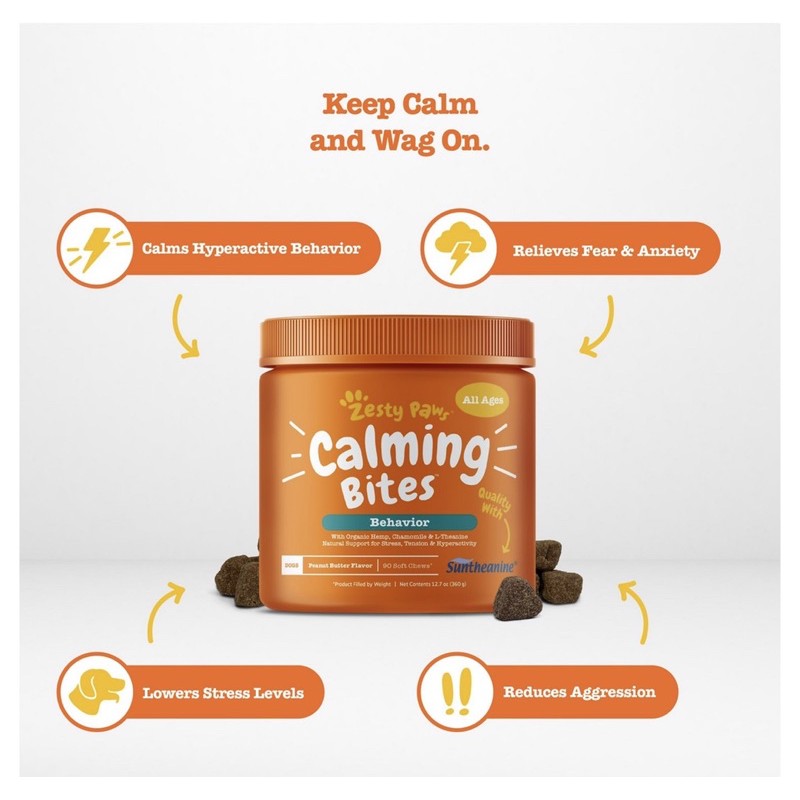 Zesty Paws Calming bites ll supplemen vitamin anjing