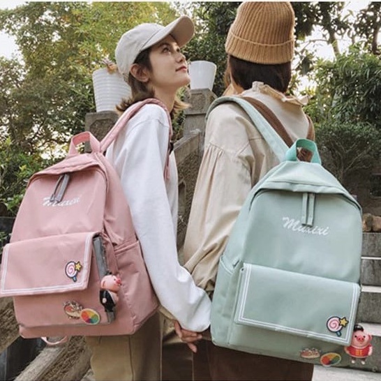 Twenty Bag - Tas Ransel Sekolah Anak Wanita Dan Pria Untuk Anak PAUD TK SD SMP Terbaru 2021 Kekinian Motif Carakter MUXIXI Korean Sytle Multifungsi Bahan Canvas