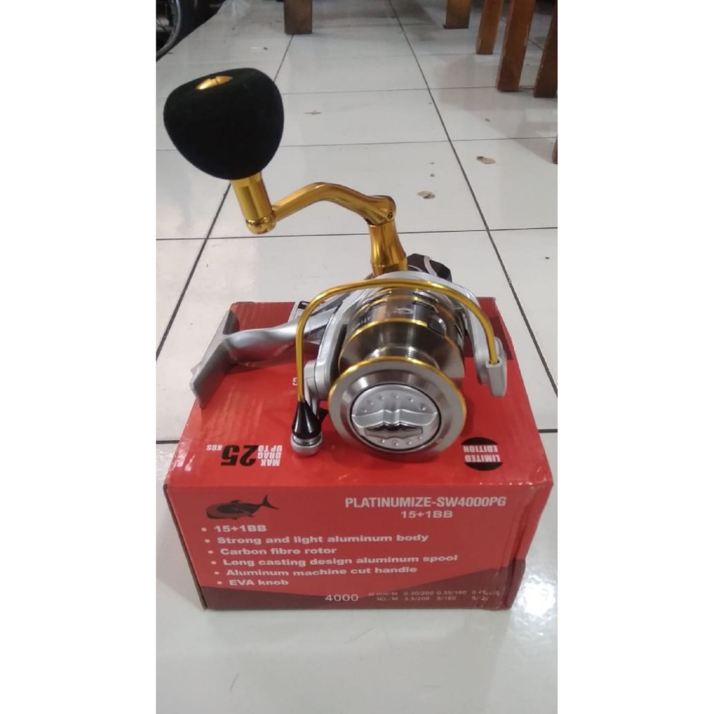 Reel Pancing G-Tech Platinumize SW 4000PG SW5000PG 16BB Power Handle Max Drag 30Kg Omah Pancing Shop