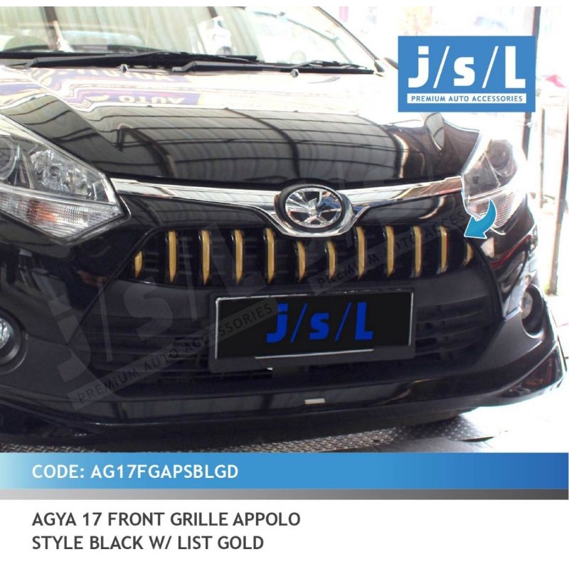 grill depan Agya 2017 2021 2022 model Appolo hitam list putih silver merah kuning abu gold biru chrome hitam jsl