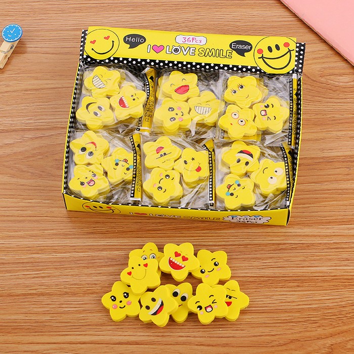

Set Penghapus Pensil Lucu / Unik Motif Emoji Bintang Kecil (Isi 3)