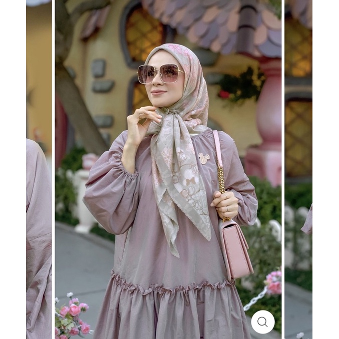 Disney x Buttonscarves The Dream Park XL Voal Square - MILK TEA