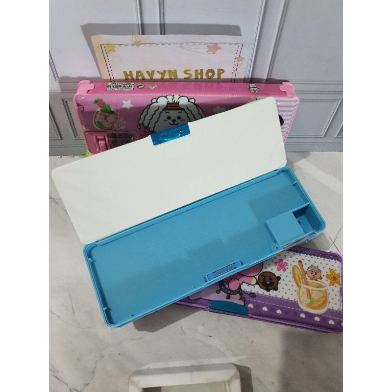 kotak pensil BTS BT21/pencil case/tempat pensil MAGNET BTS/plastik BTS-1