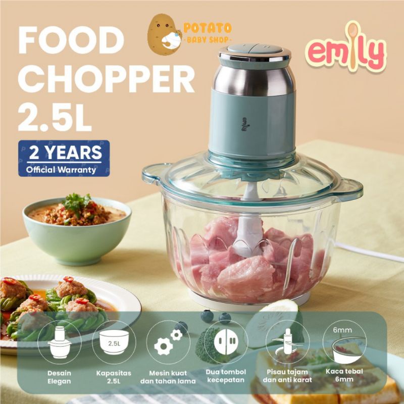 Emily Food Chopper 2,5L - Alat Perajang Makanan Elektrik