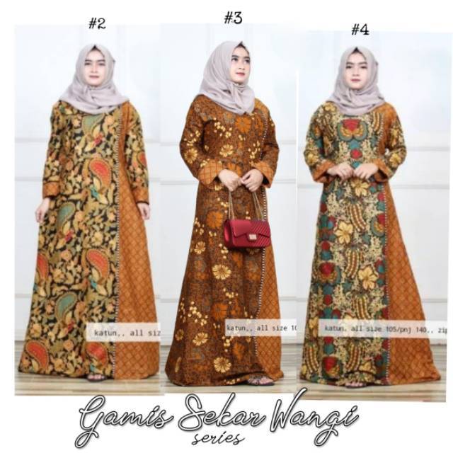 Gamis katun halus sekar wangi baju batik muslim wanita kl