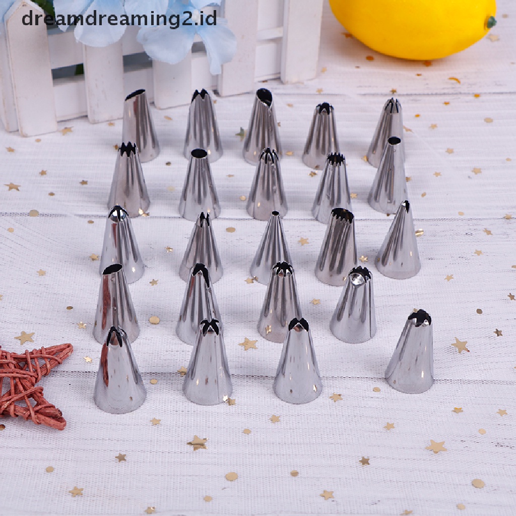 24 / 36 / 48pcs Spuit Piping Dengan Bahan Stainless Steel Dan Kotak Wadah Untuk Hiasan Kue