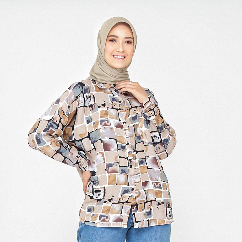 Kemeja Wanita Busui LD 120 Jumbo Bahan Rayon Viscose-KM 01