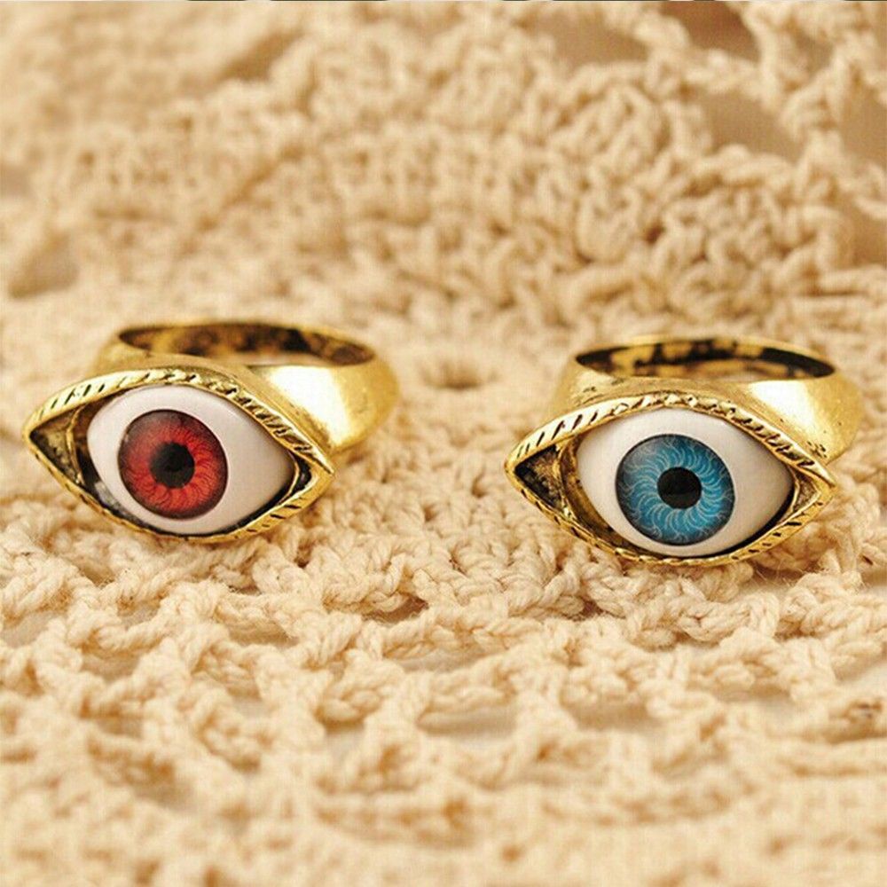 Allgoods1 Cincin Desain Mata Gaya Retro Punk Gothic Vintage Multi Warna Untuk Pria / Wanita