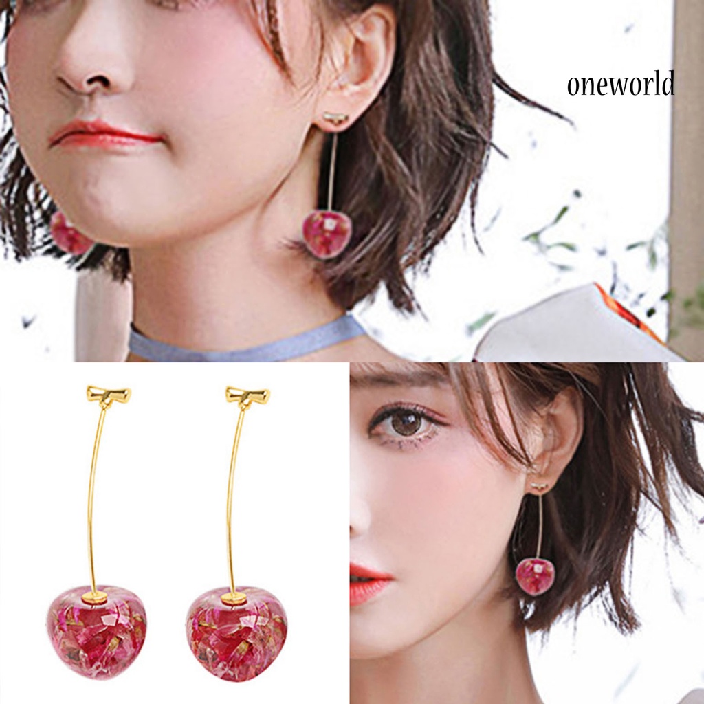 OW# Women Earrings Fruit Dangle Delicate Jewelry Cherry Drop Stud Earrings Jewelry for Party