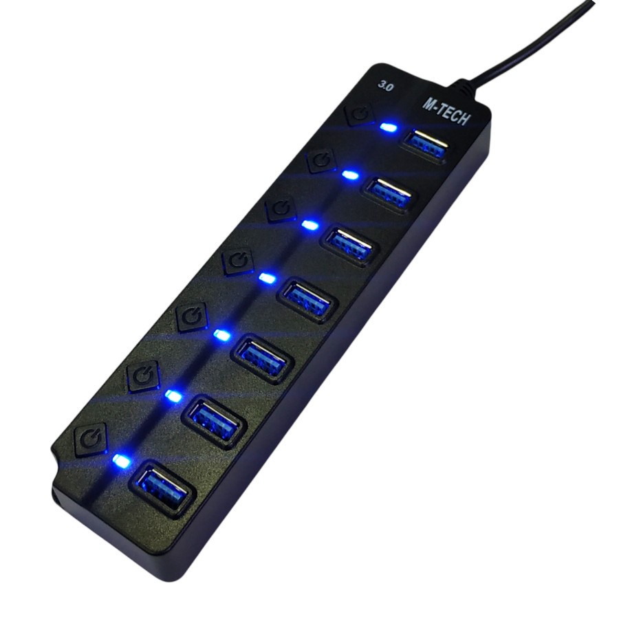 M-TECH HUB USB 3.0 Panjang Kabel 1.2M ON-OFF 7 Port 4 Port