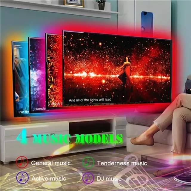 Paket Lampu Led Strip Rgb 5050 10M IP44 SENSOR SUARA MUSIC 10 meter Warna Warni Set Adaptor DIY