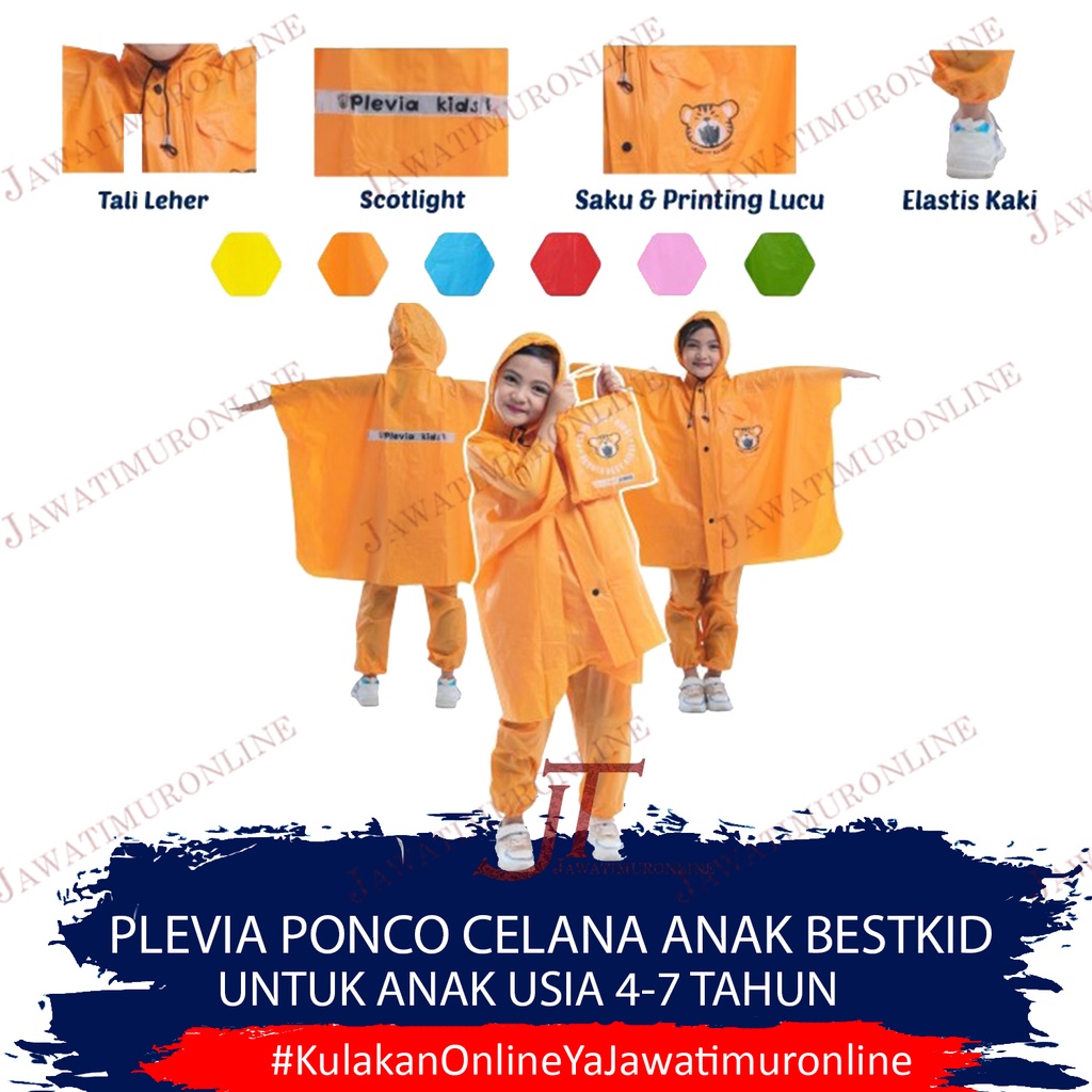 Jas Hujan PLEVIA Anak Bestkids 120 Ponco Celana