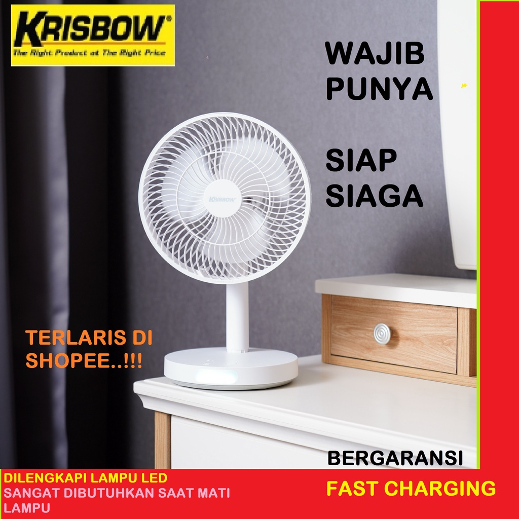 COD Kipas Angin KRISBOW LED FAN KRISBOW Emergency Mati Lampu Kipas darurat dicas FAST CHARGING