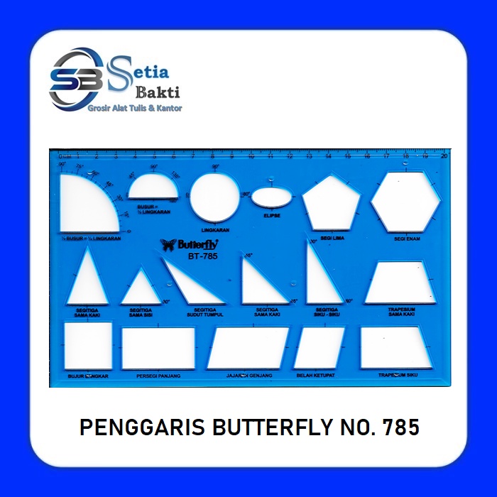 

BUTTERFLY Penggaris Sablon BT 785 Bangun Datar - 1 Pcs
