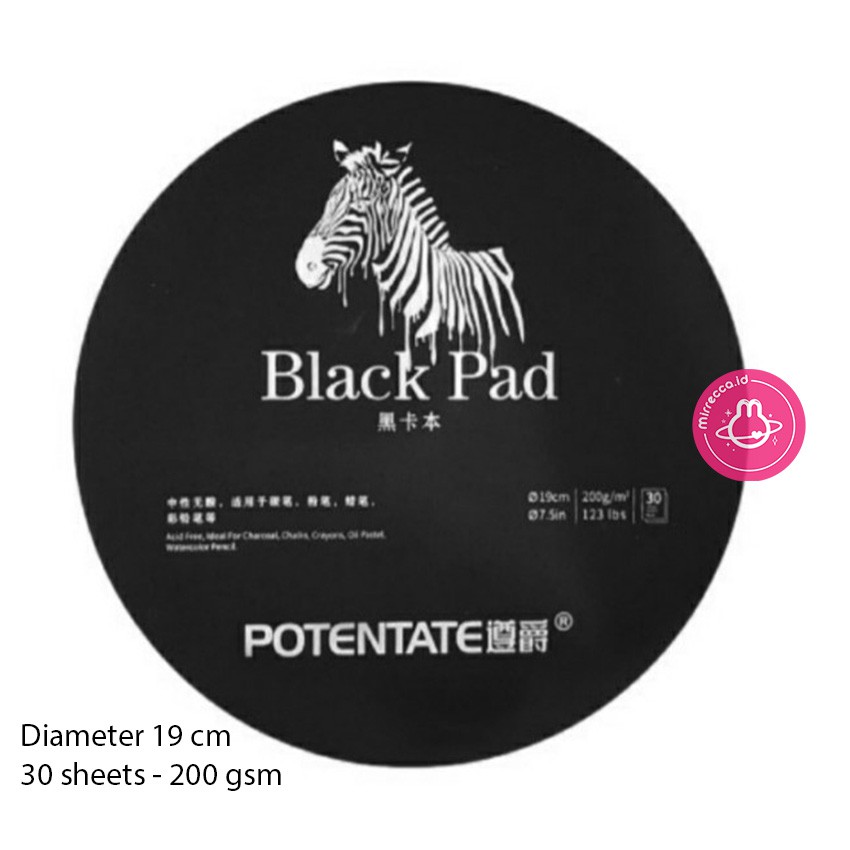 

19CM ROUND POTENTATE BLACK PAPER PAD - KERTAS GAMBAR HITAM DRAWING ART