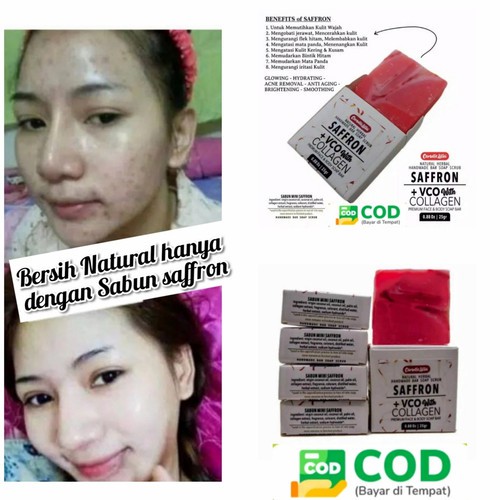 PROMO!!! TERLARIS 2020 SABUN WAJAH SABUN BATANG SAFFRON + VCO WITH COLLAGEN HANDMADE BAR SOAP