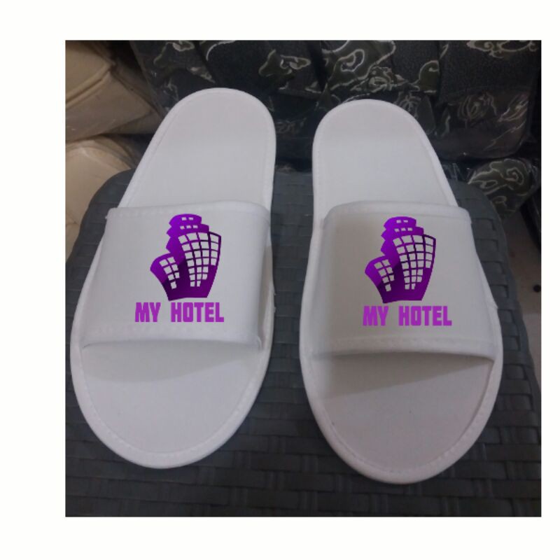 CUSTOM SABLON SANDAL LANTAI /HOTEL # SLIPPERS SEPOND 4 ML MIN ORDER 100 PASANG