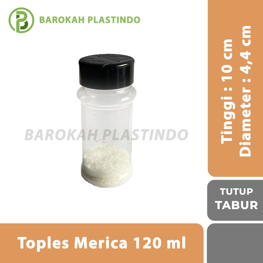 Botol Toples Merica 120 ml (MINIMAL 50 PCS) / Toples Plastik 120 ml / Toples 120 ml / Toples Bumbu