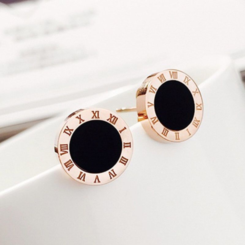 Anting Titanium Wanita Anti Karat Tusuk Bulat Hitam Terbaru - Anting Titanium Model Korea Style