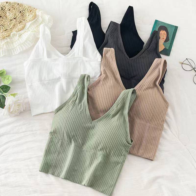 V Neck Tanktop Korean Cup Bra Pakaian Dalam Wanita Import