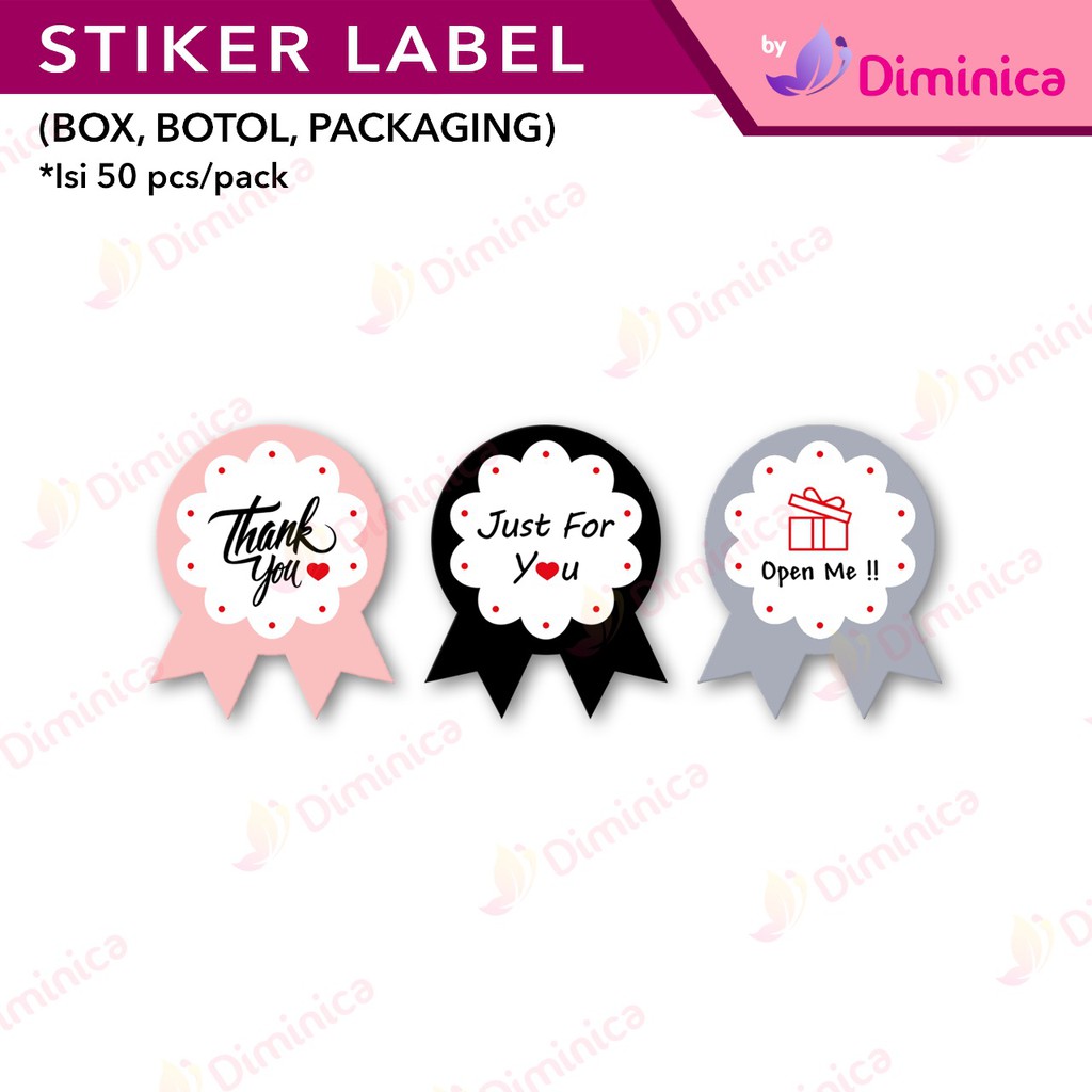 Sticker Label Makanan,Sticker Tutup Botol, Stiker Box Kue, Stiker Ucapan,Sticker Hampers Murah-Open Me 