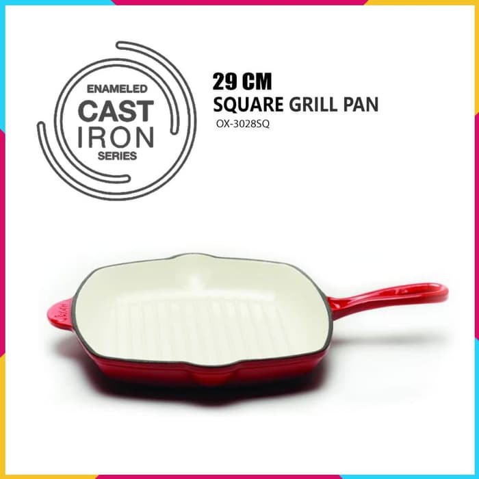 Panci Oxone Sauce Grill Pan OX-3028SQ Enameled Cast Iron