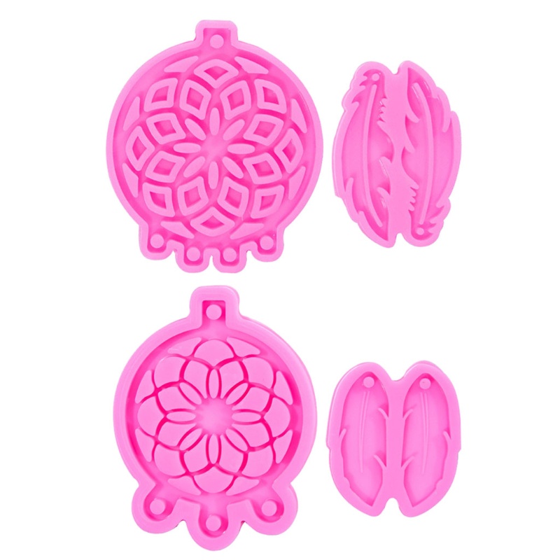 SIY  4 Pcs/Set Dream Catcher Feather Pendant Epoxy Resin Mold Earrings Necklace Keychain Silicone Mould DIY Crafts Jewelry Decorations Casting Tools