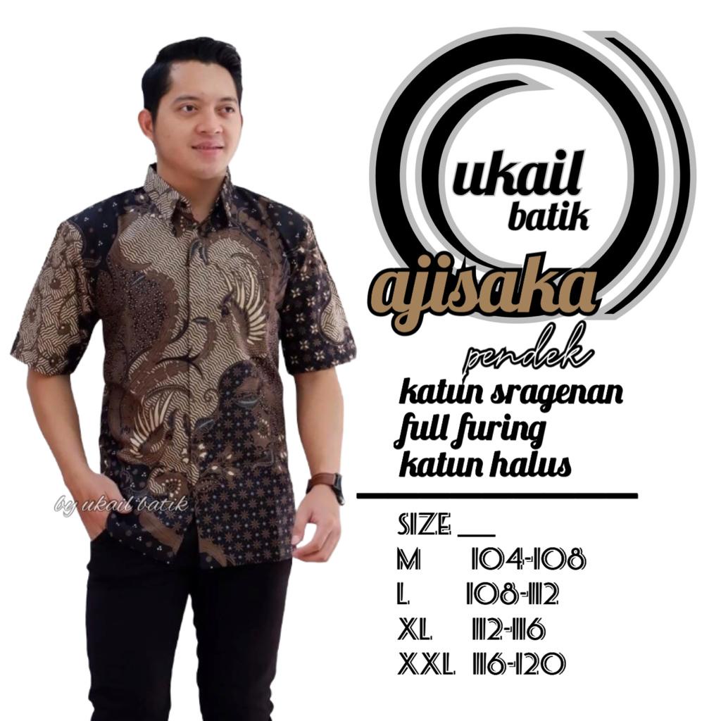 AJISAKA UKAIL KEMEJA BATIK PRIA SOLO LENGAN PANJANG PENDEK LAPIS FURING ATASAN PREMIUM MODERN