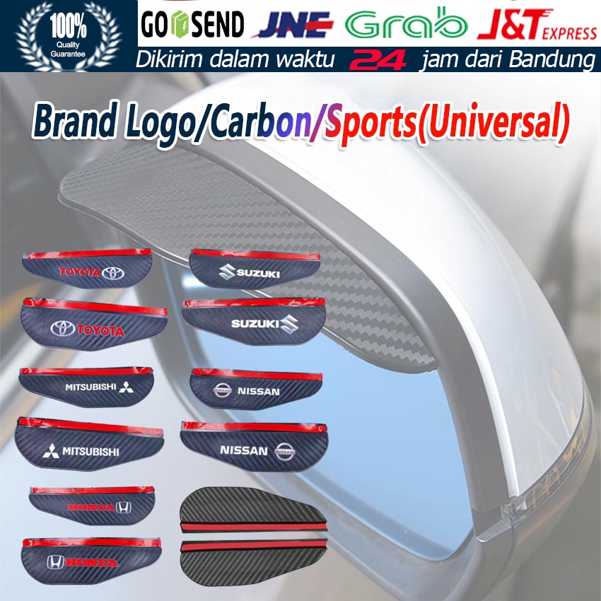 Talang Air Spion Mobil 2Pcs PVC Carbon / Pelindung Kaca Spion Anti Hujan / Universal untuk Toyota Ho