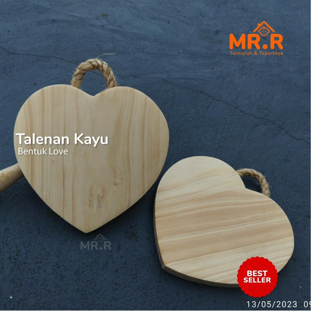 Talenan Kayu Pinus Gantung Bentuk Hati Dengan Tali Tambang Food Grade Hiasan Dinding Perlengkapan Rumah