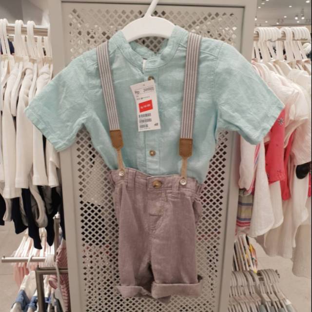 H&M KIDS set kemeja suspender