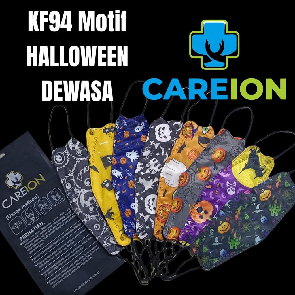 MASKER KF94 HALLOWEEN DEWASA CAREION MASKER KF 94 CORAK 4PLY ISI 10