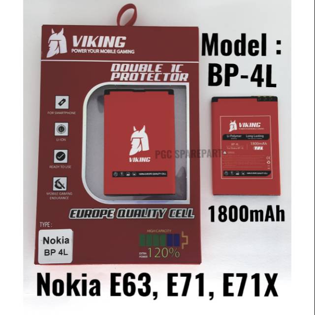 Baterai Viking Nokia BP-4L - Nokia E63 - E71 - E71X  - E90 - Batre Batere Baterei Batrei Battery